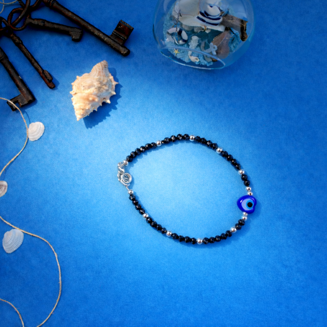 Cobalt Blue Evil Eye Beaded Bracelet