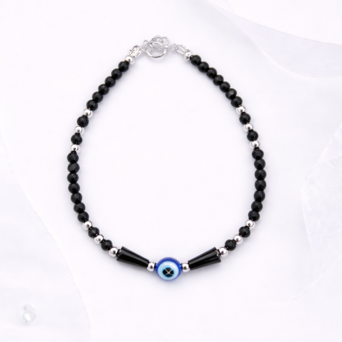 Azure Essence: Geometric Evil Eye Protection Bracelet
