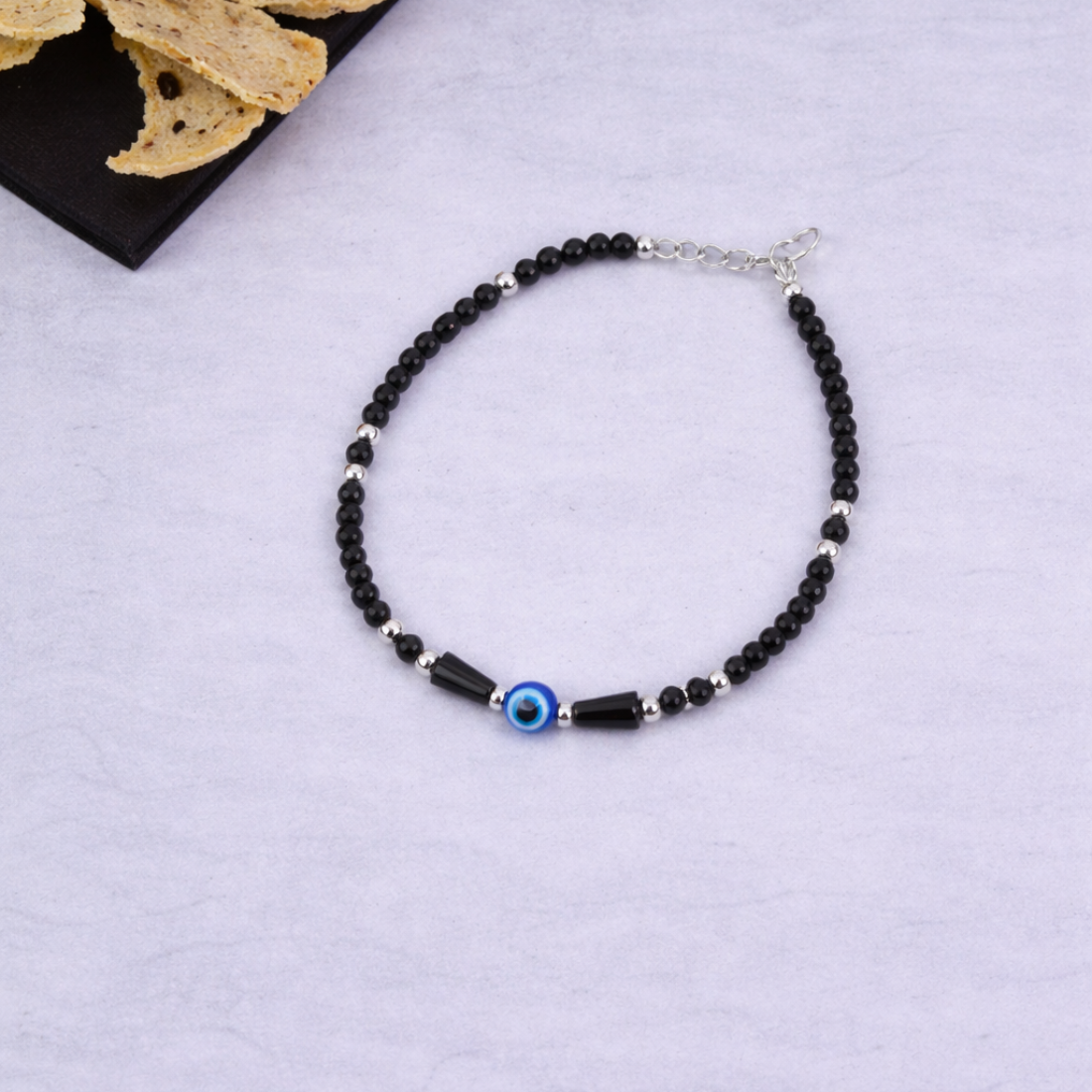 Azure Essence: Geometric Evil Eye Protection Bracelet