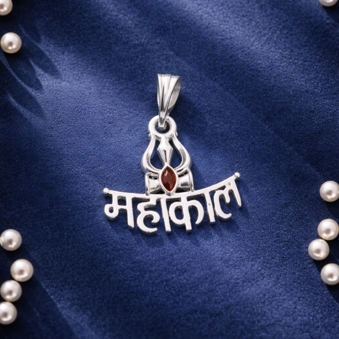 Silver Mahakal Lord Shiva Trishul Pendant