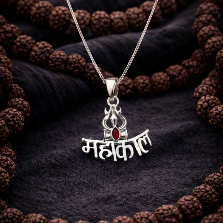 Silver Mahakal Lord Shiva Trishul Pendant