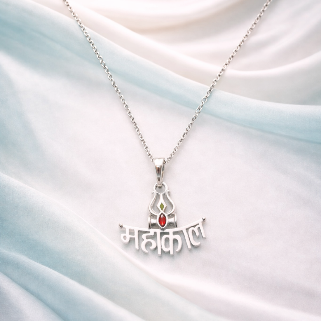 Silver Mahakal Lord Shiva Trishul Pendant