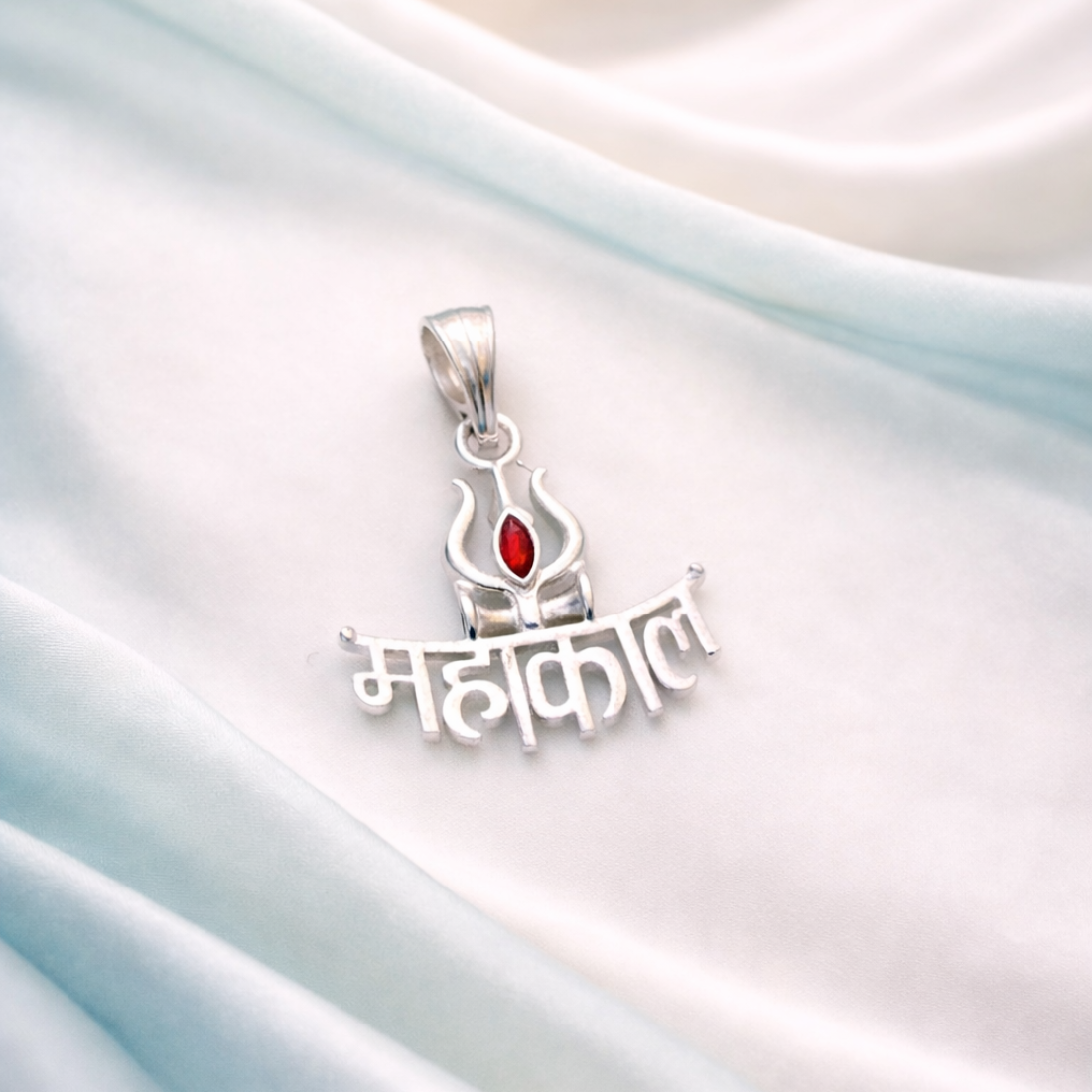 Silver Mahakal Lord Shiva Trishul Pendant