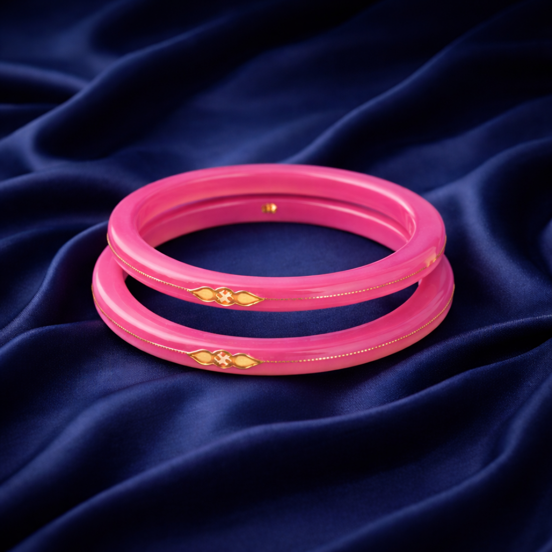 Elegant Pink Bangles with Gold Accents