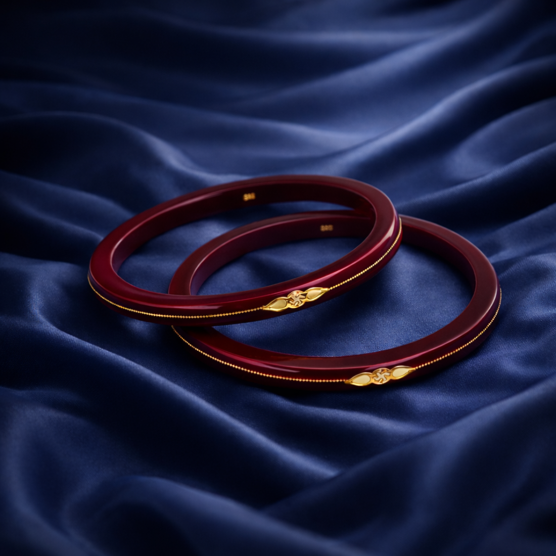 Elegant Deep Maroon Handcrafted Gold Bangles