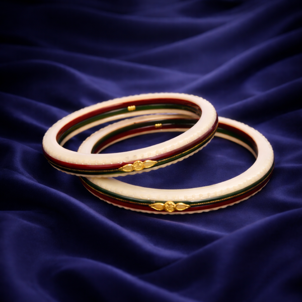 Traditional Gold Ivory Red Green Bangles