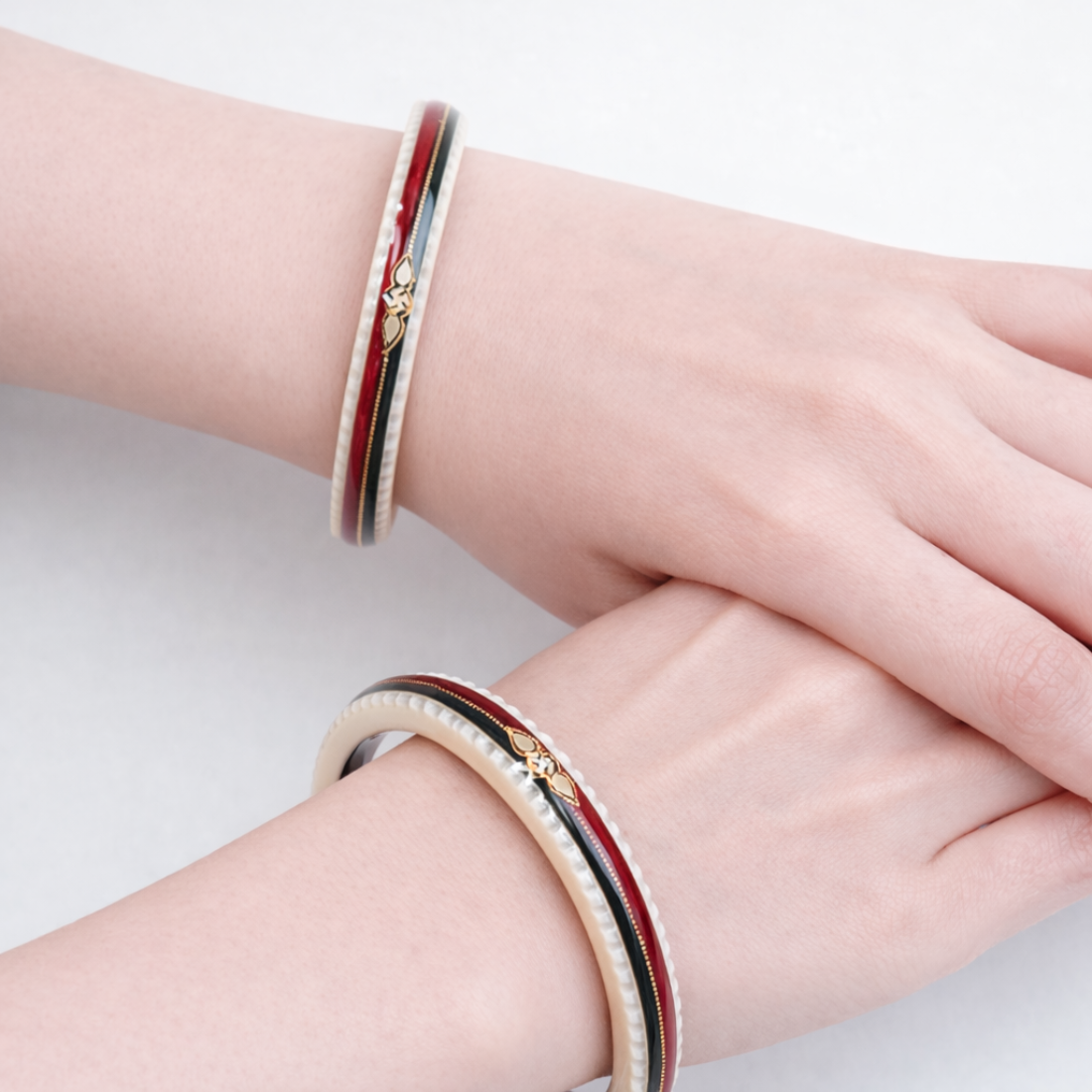 Traditional Gold Ivory Red Green Bangles