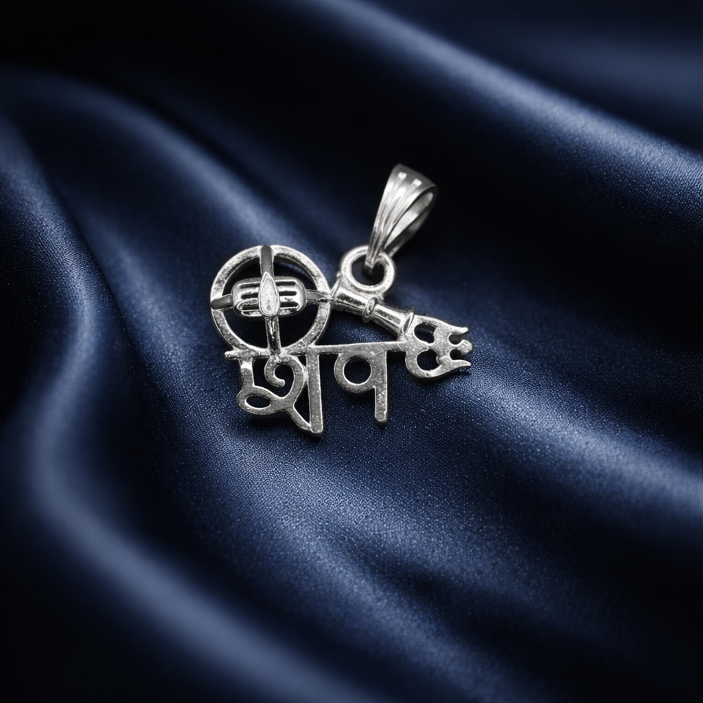 925 Sterling Silver Lord Shiva Mahadev Pendant with Trishul and Shivling