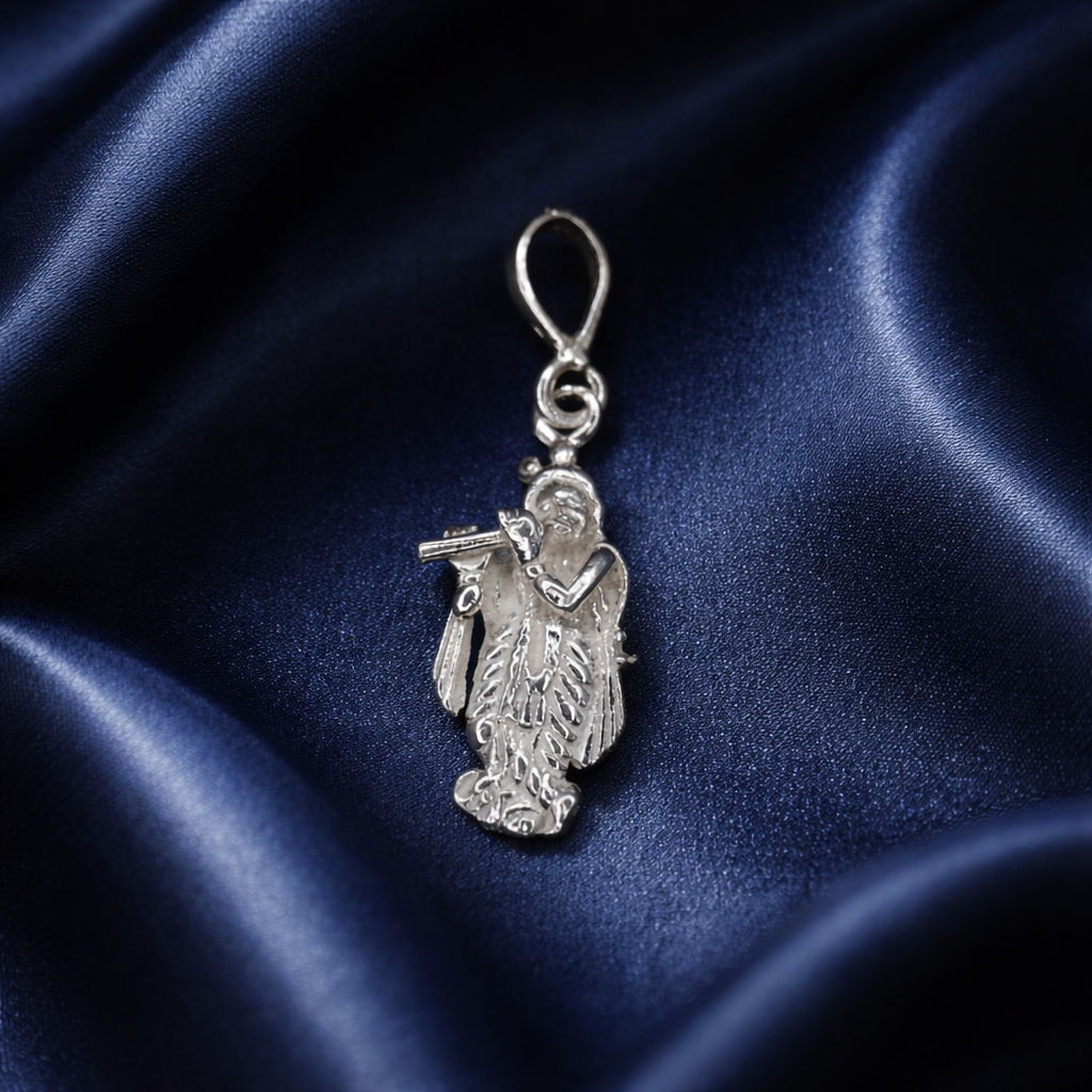 Divine Lord Krishna Silver Pendant - Spiritual 925 Sterling Silver Charm