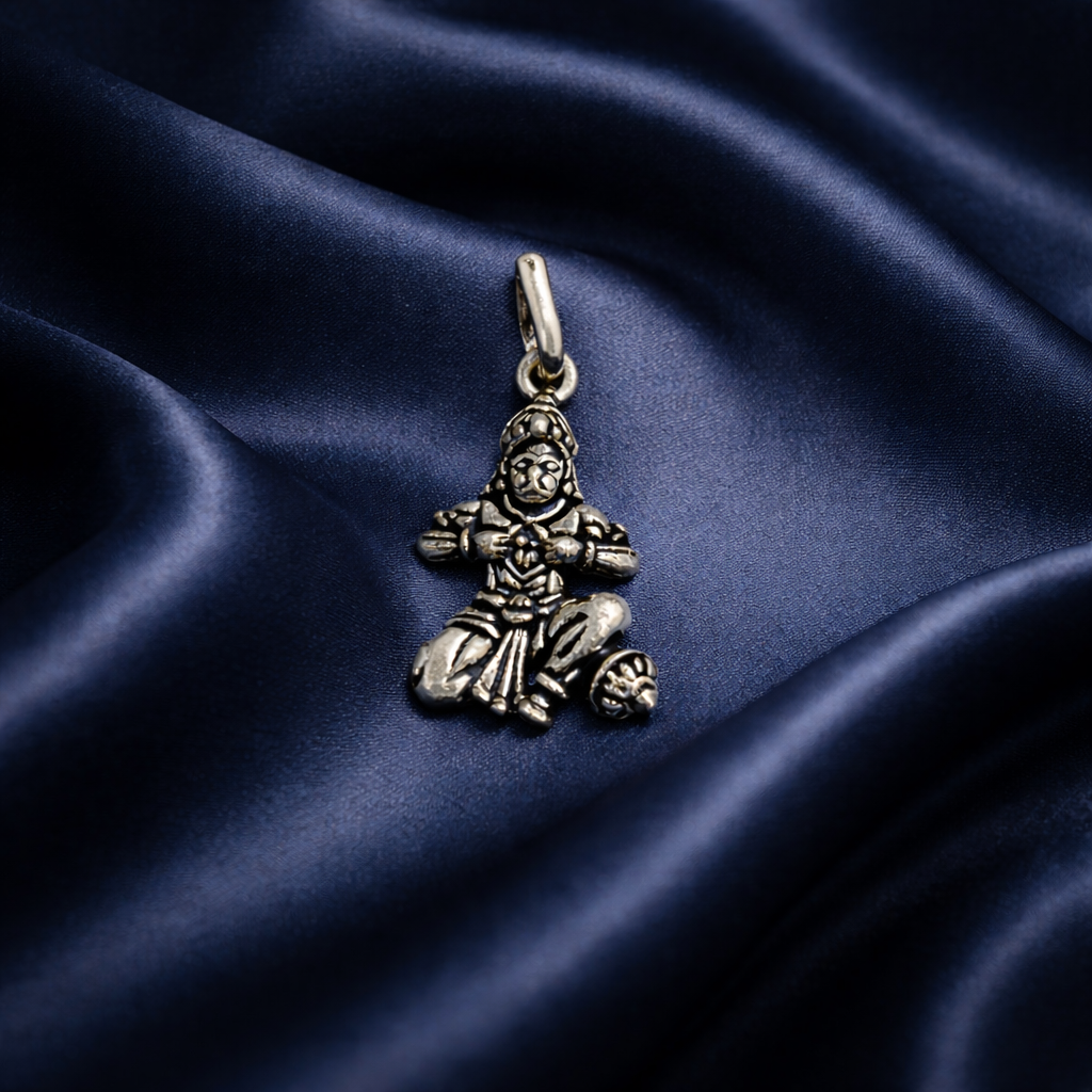 Antique Oxidized Silver Lord Hanuman Bajrang Bali Pendant