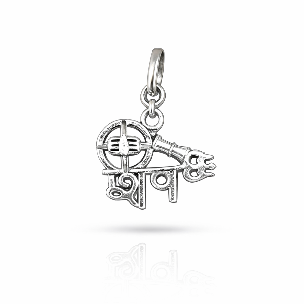 925 Sterling Silver Lord Shiva Mahadev Pendant with Trishul and Shivling