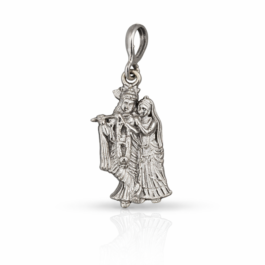 Radha Krishna Silver Pendant for Spiritual Elegance - Balaji Jewellers
