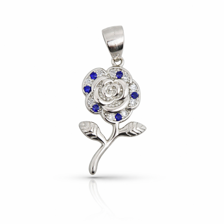 Sapphire & Diamond Sterling Silver Pendant - Midnight Rose - Balaji Jewellers