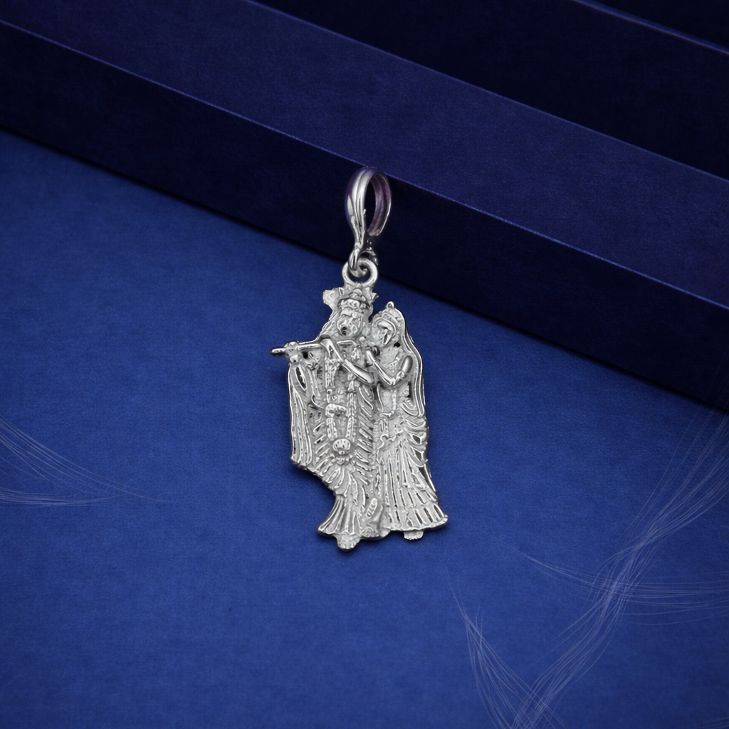 Radha Krishna Silver Pendant for Spiritual Elegance - Balaji Jewellers