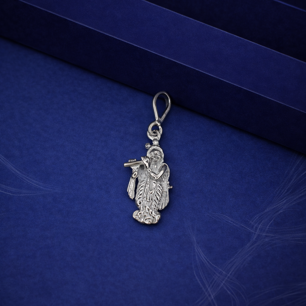 Divine Lord Krishna Silver Pendant - Spiritual 925 Sterling Silver Charm