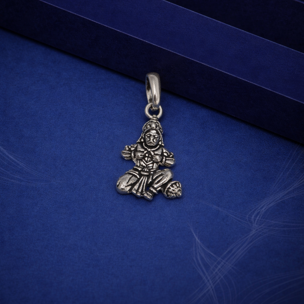 Antique Oxidized Silver Lord Hanuman Bajrang Bali Pendant