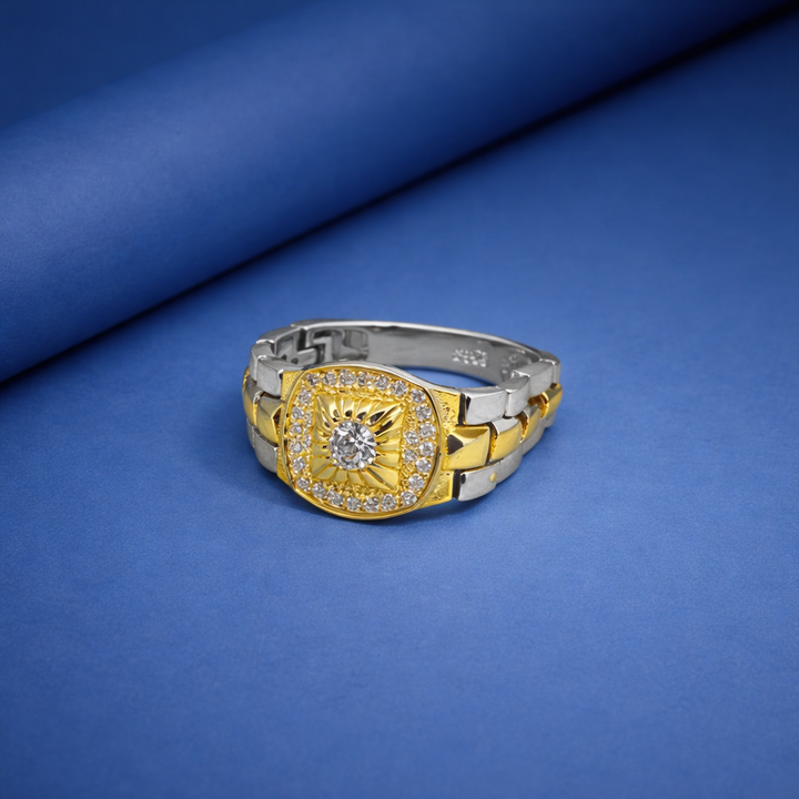 Luxury Two-Tone Presidential Link Statement Ring