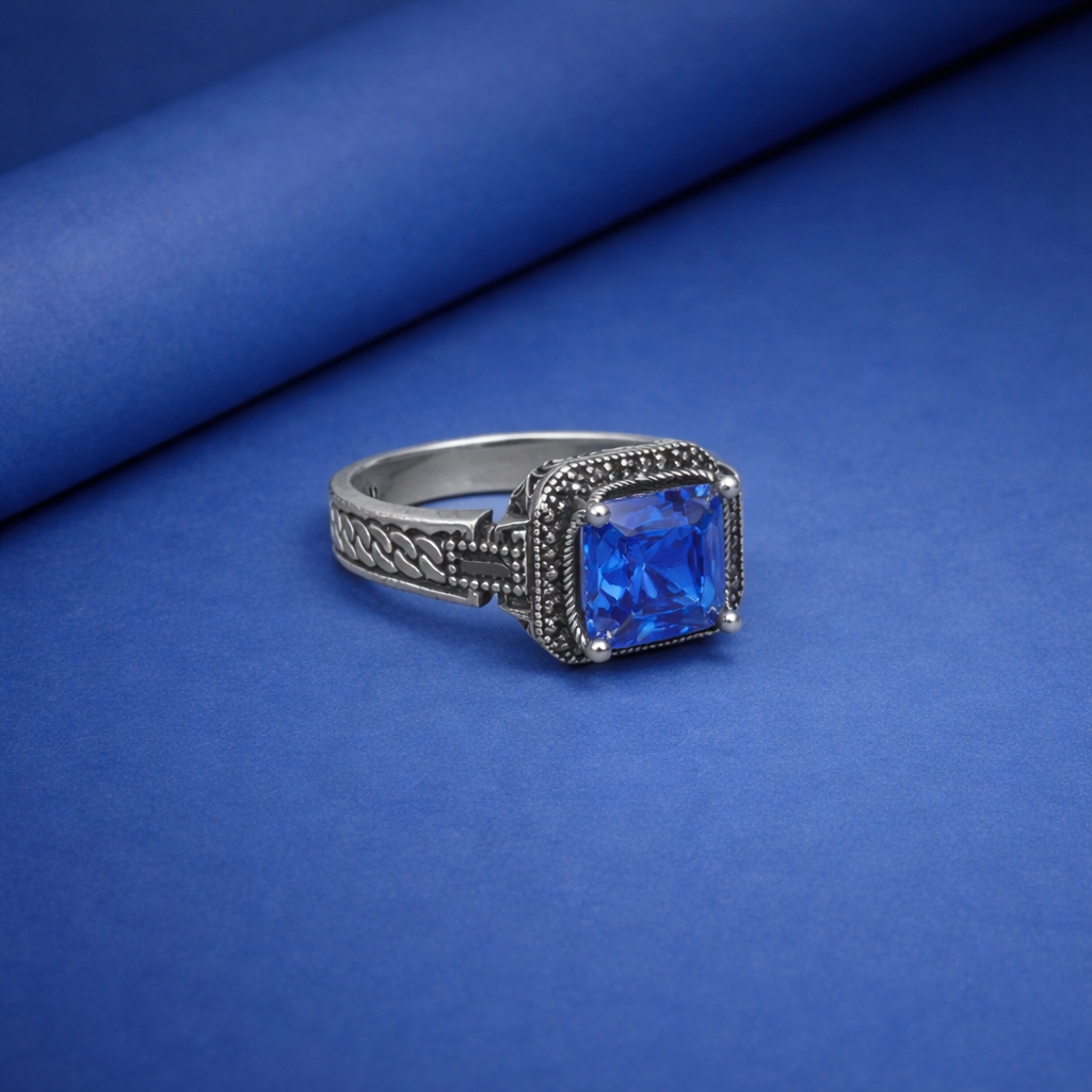 Cushion Cut 925 Sterling Silver Vintage Braided Ring