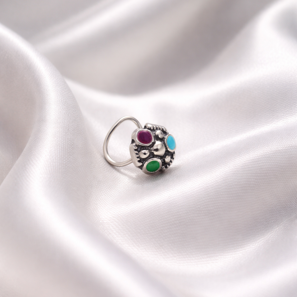 Handcrafted Tribal Silver Nose Pin for Unique Style - Balaji Jewellers
