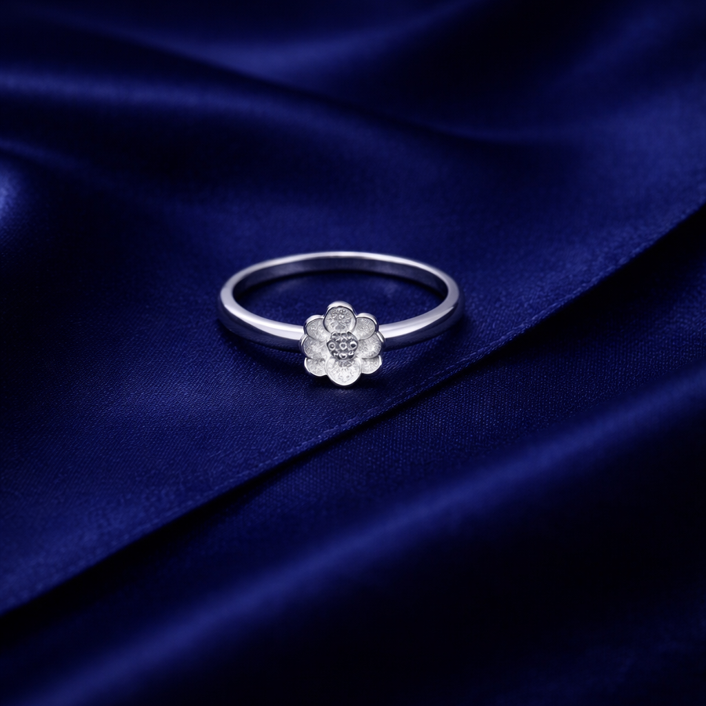 Silver Floral Bloom Minimalist Ring