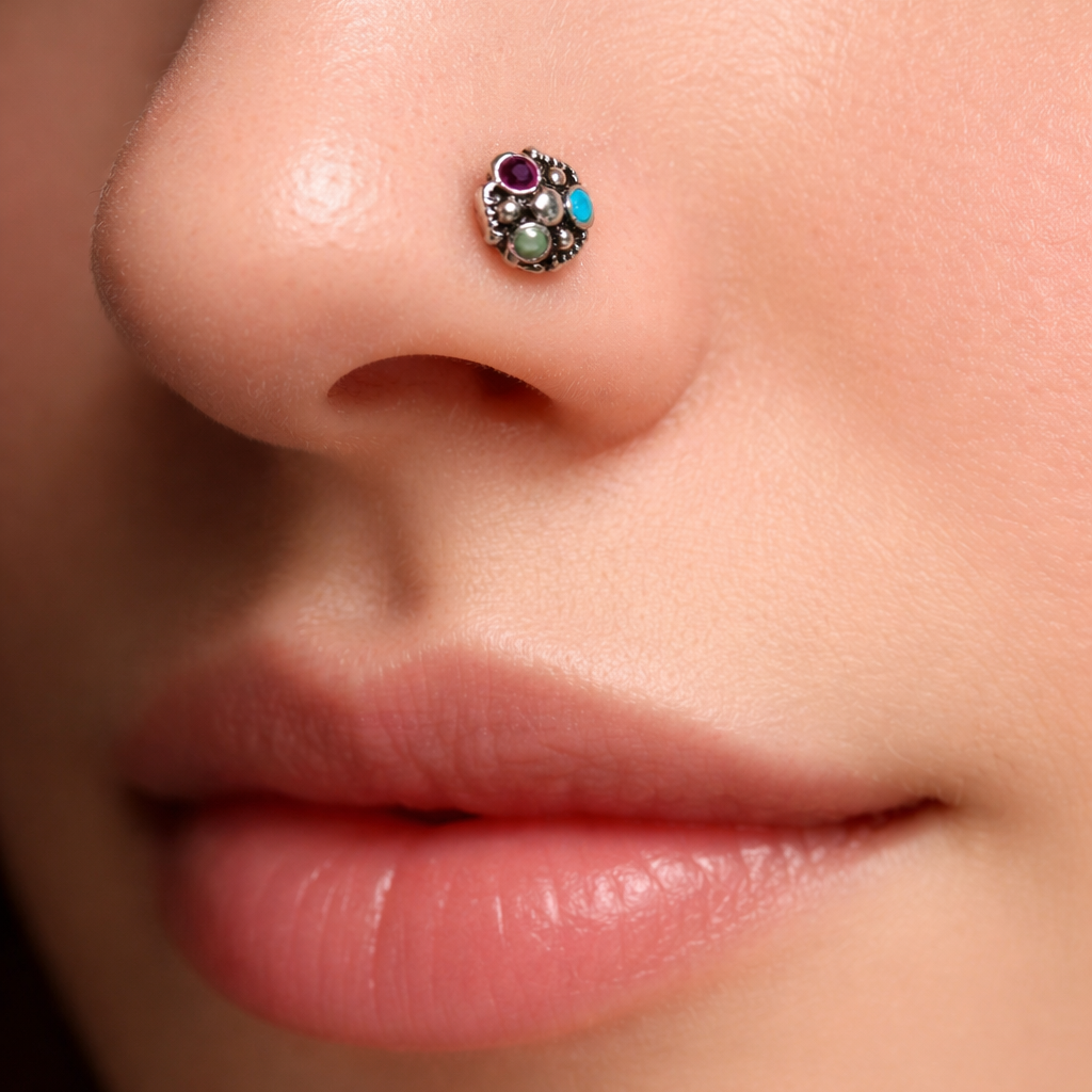 Handcrafted Tribal Silver Nose Pin for Unique Style - Balaji Jewellers