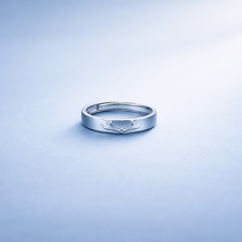 Elegant Silver Deer Antler Adjustable Band Ring