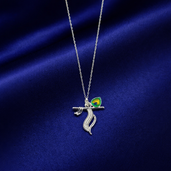Lord Krishna Inspired Silver Bansuri Pendant