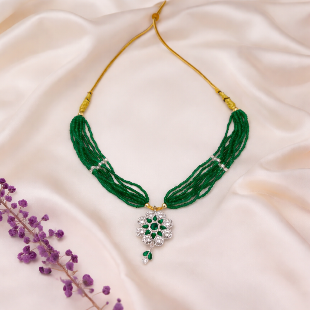 Elegant Floral Crystal and Bead Jewellery Set