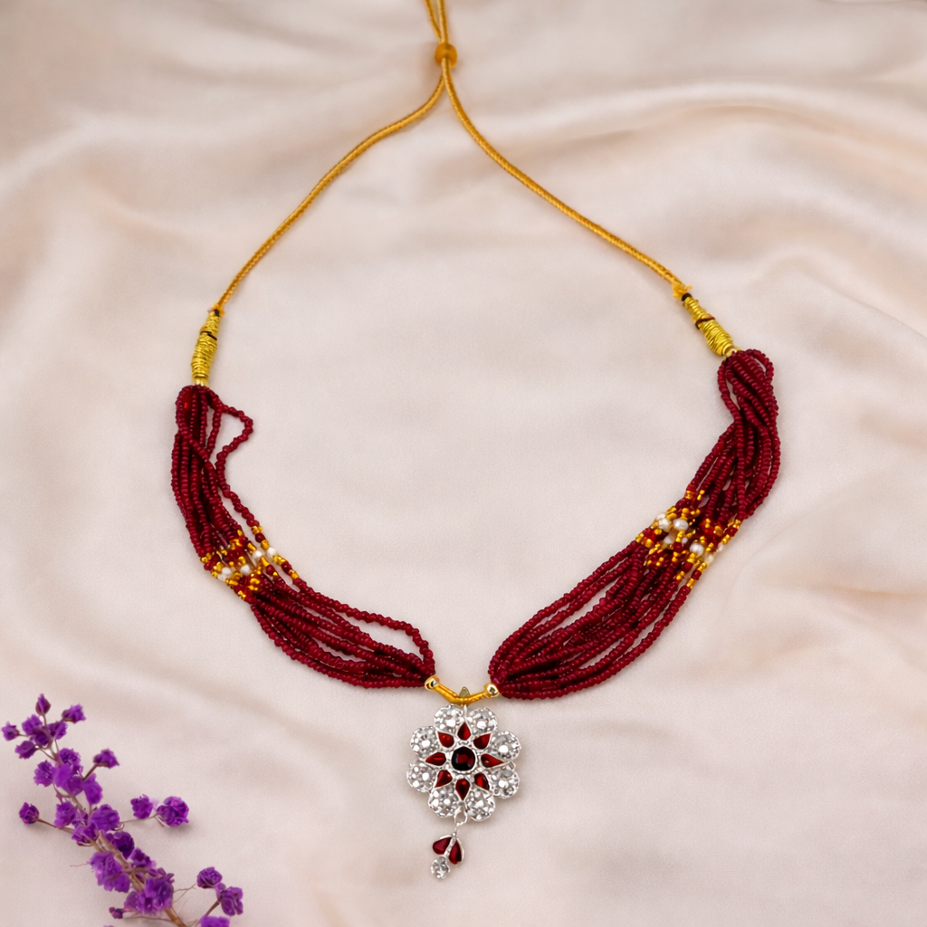 Elegant Floral Crystal and Bead Jewellery Set