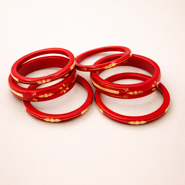 Red Gold Work Bangle Set by Balaji Jewellers - Balaji Jewellers