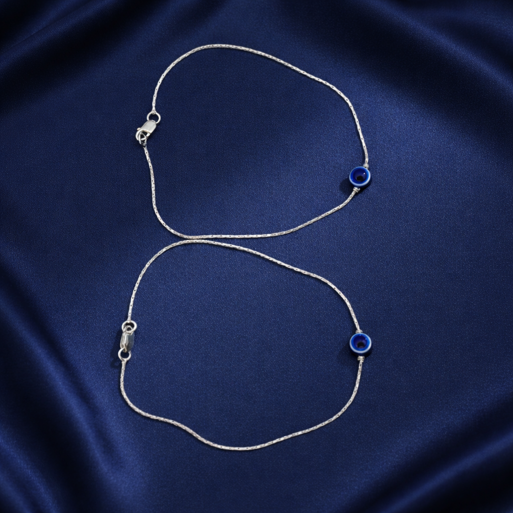 Delicate Anklet with Single Evil Eye Charm