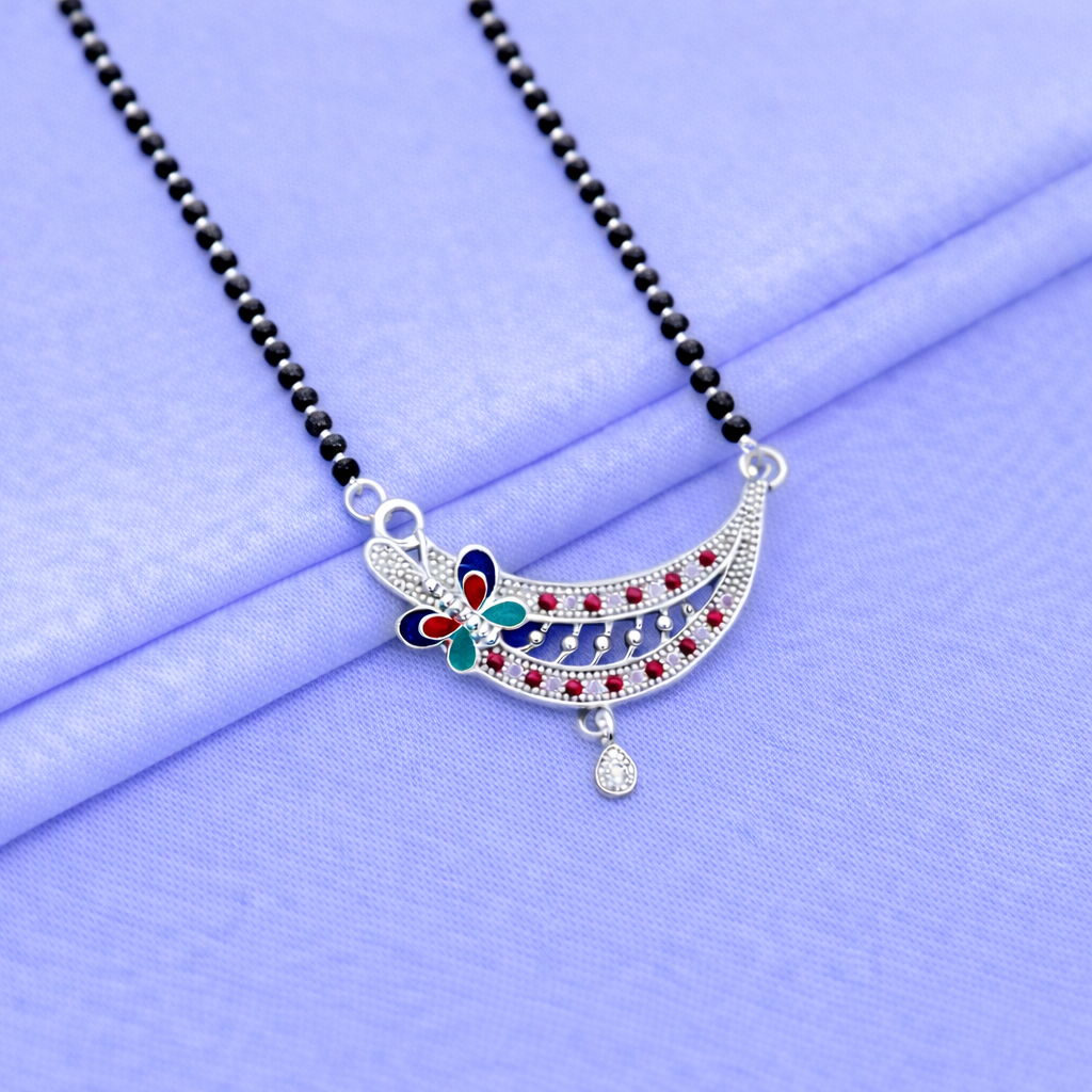 Silver Mangalsutra with Butterfly Accent - Balaji Jewellers