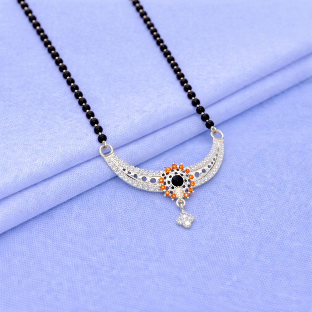 Contemporary Floral Solar Silver Mangalsutra