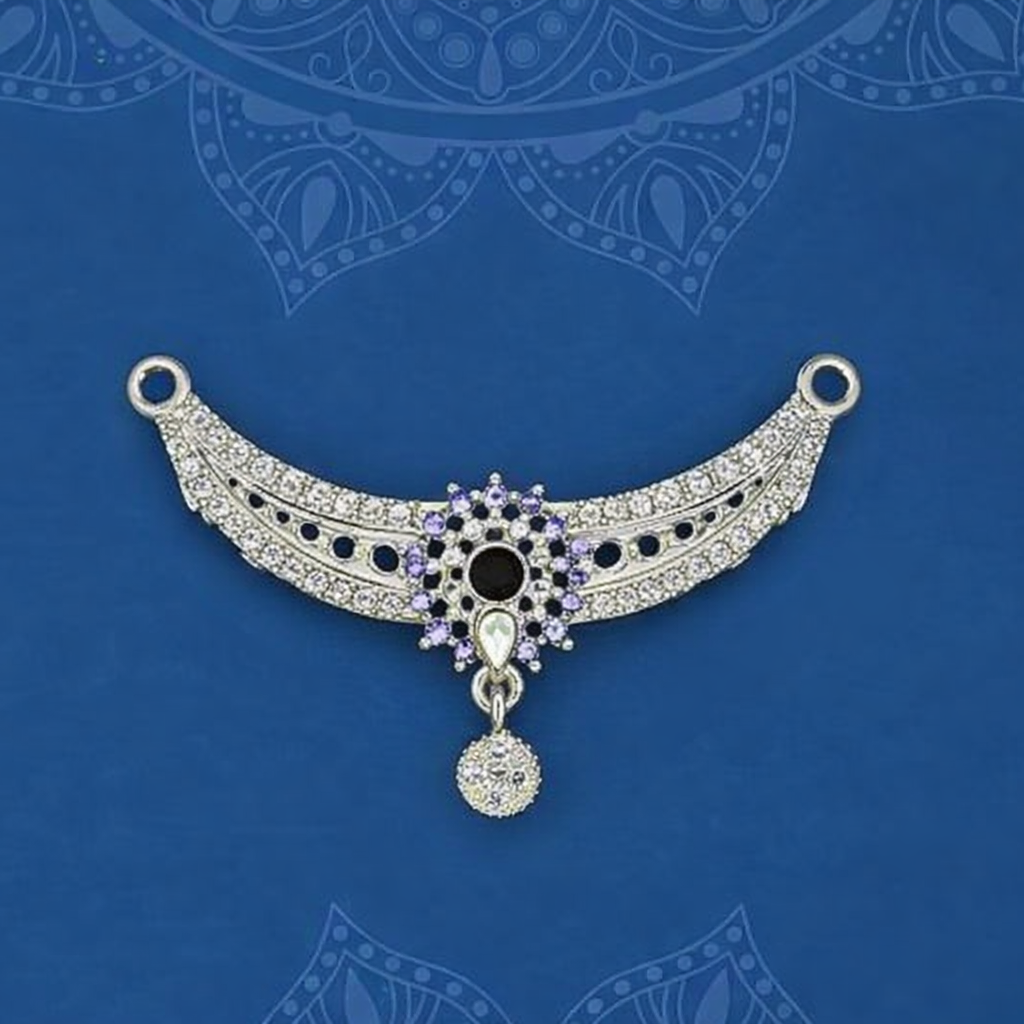 Elegant Silver Floral Mangalsutra with Purple Accents