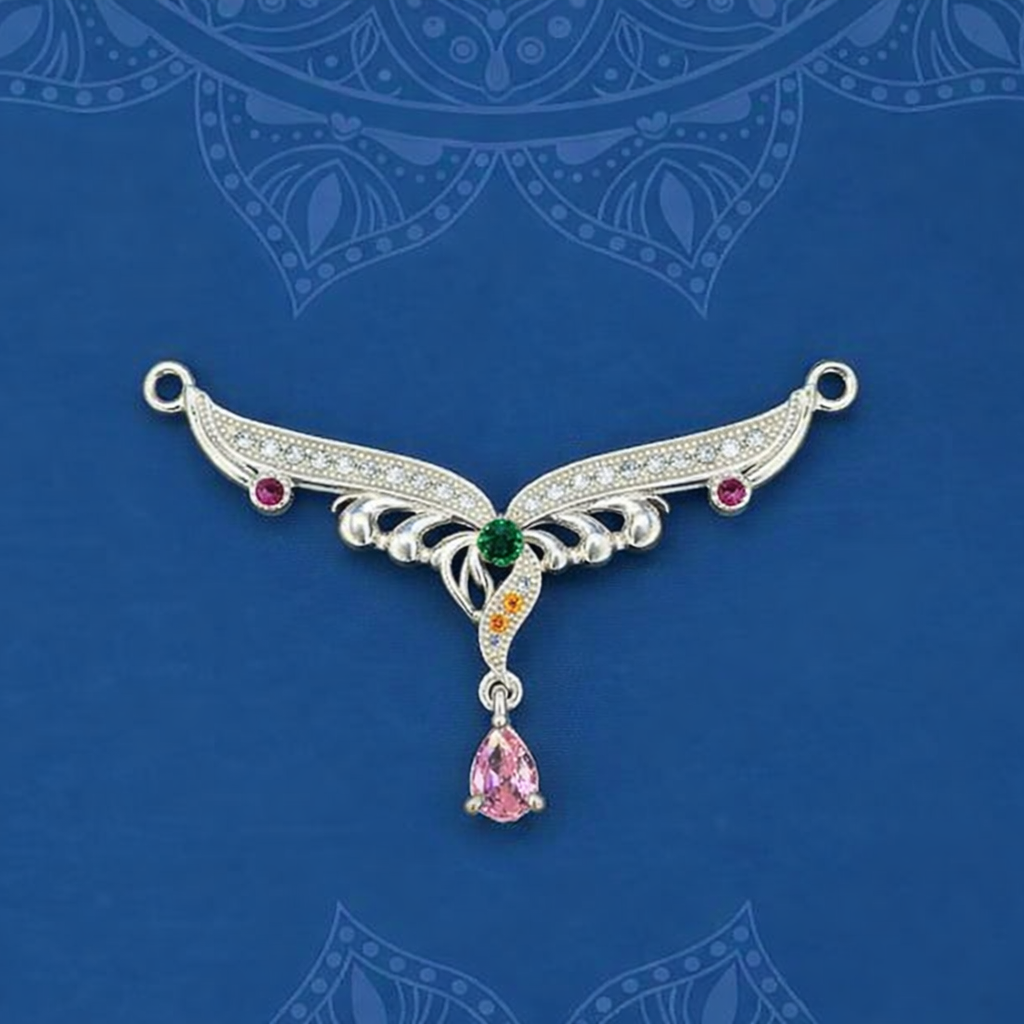 Elegant Silver Mangalsutra with Gemstones and Teardrop