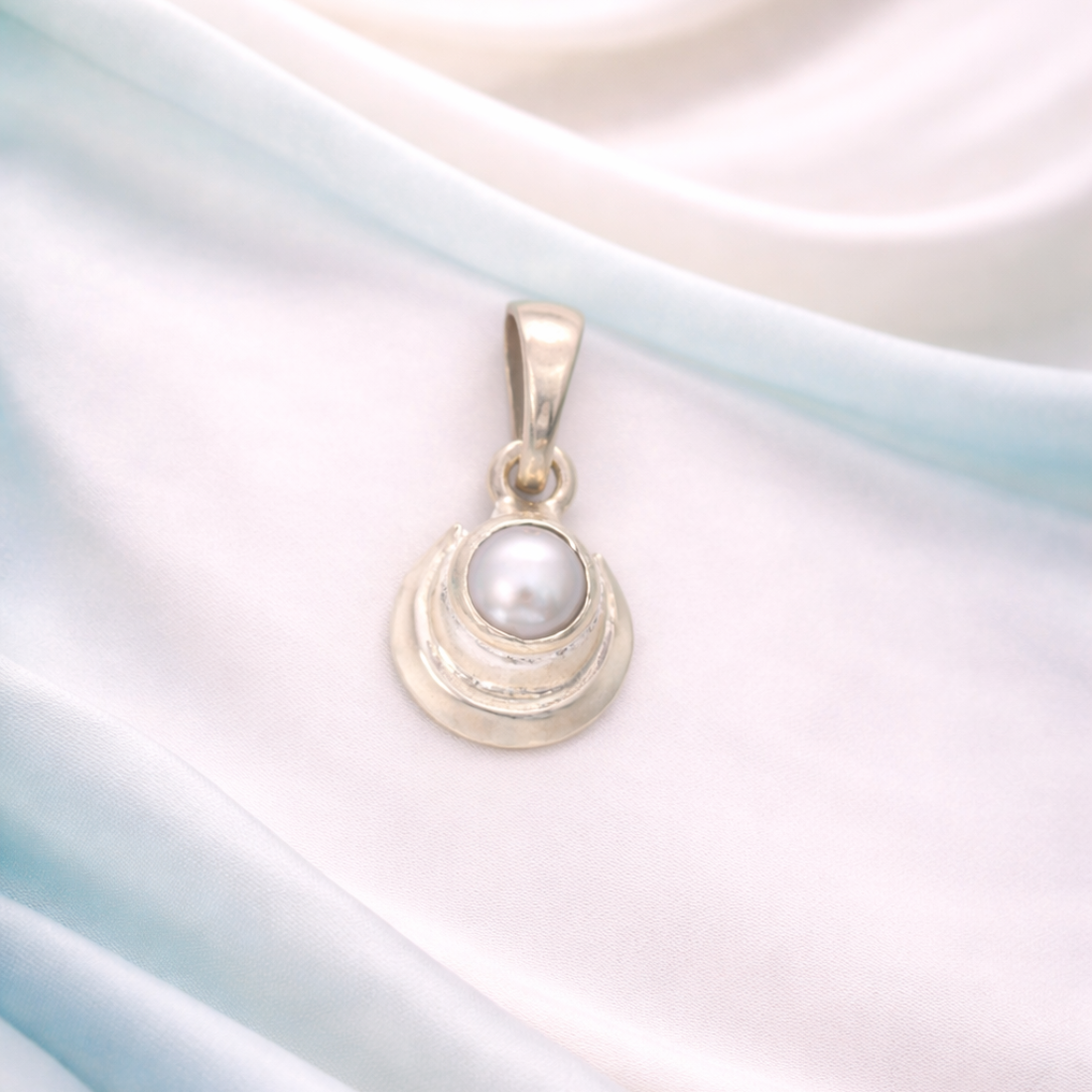 Elegant Moon Pearl Silver Pendant Charm