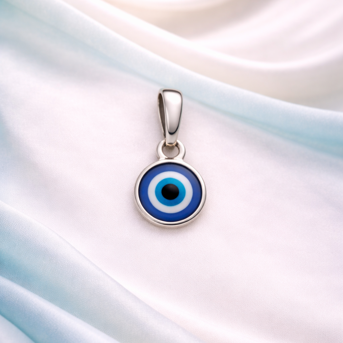 Sterling Silver Evil Eye Circular Protection Pendant