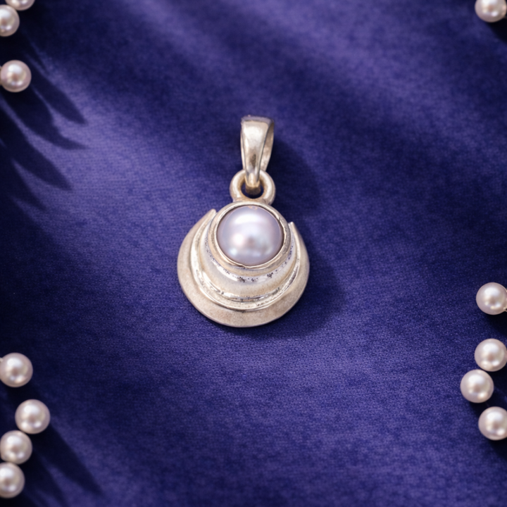 Elegant Moon Pearl Silver Pendant Charm