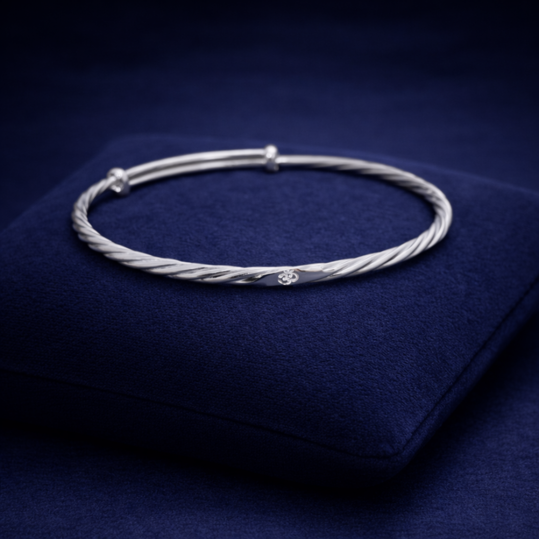 Sterling Silver Twisted Rope Om Bangle