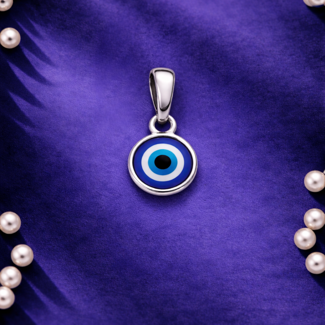 Sterling Silver Evil Eye Circular Protection Pendant