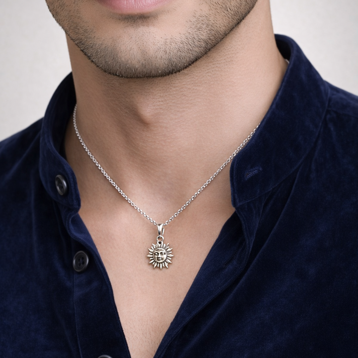 Vintage Silver Celestial Sun Pendant