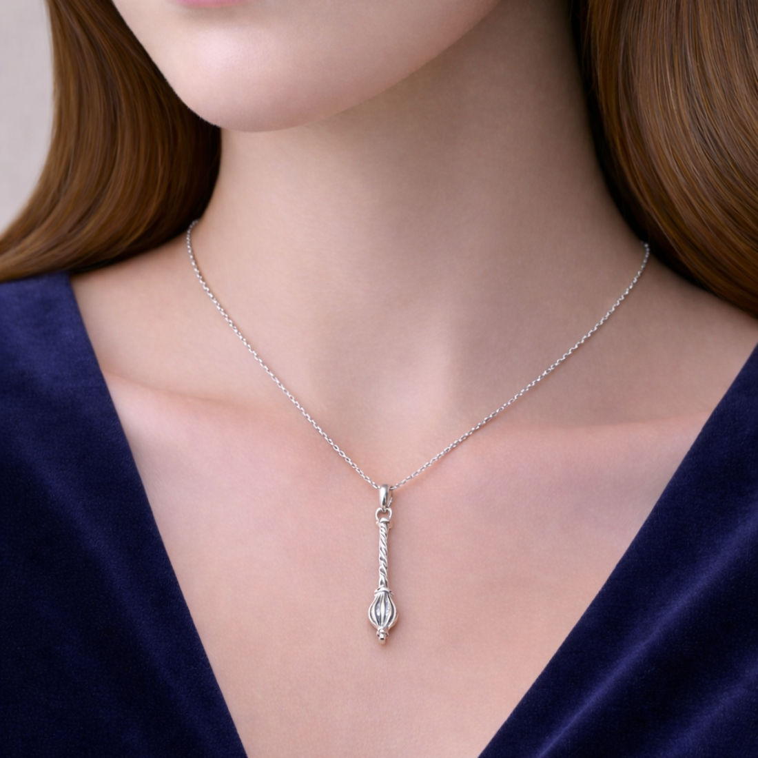 Handcrafted Silver Hanuman Gadda Pendant