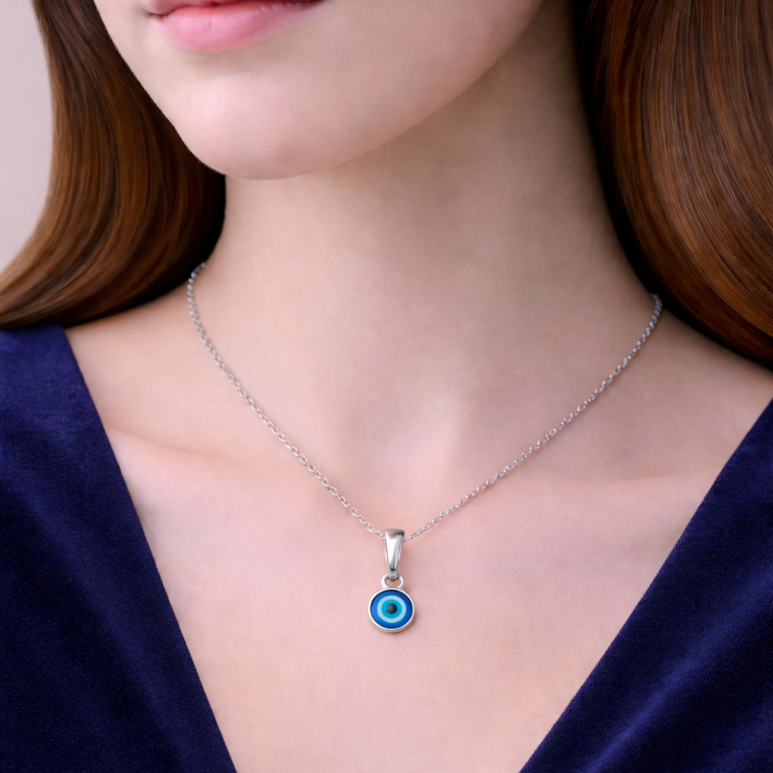 Sterling Silver Evil Eye Circular Protection Pendant
