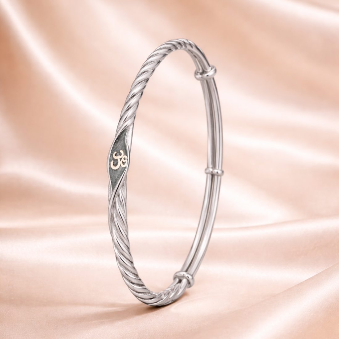Sterling Silver Twisted Rope Om Bangle