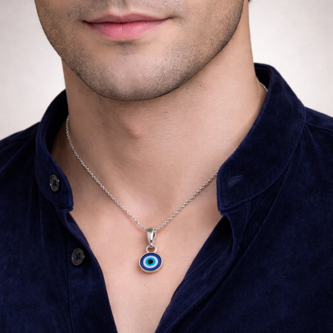 Sterling Silver Evil Eye Circular Protection Pendant