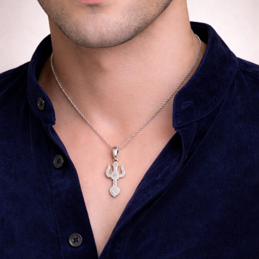Handcrafted Silver Lord Shiva Trishul Pendant