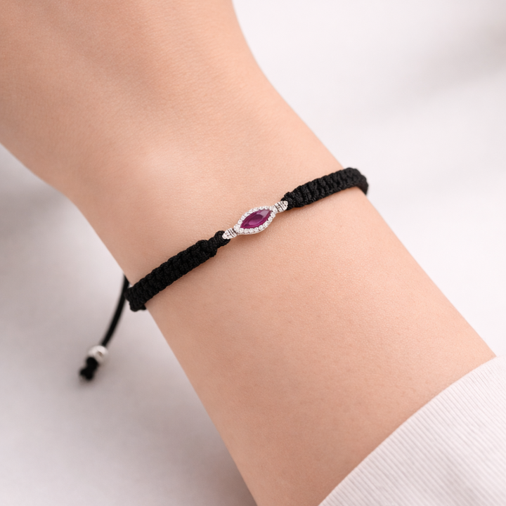 Ruby-Inspired Marquise Eye Adjustable Bracelet