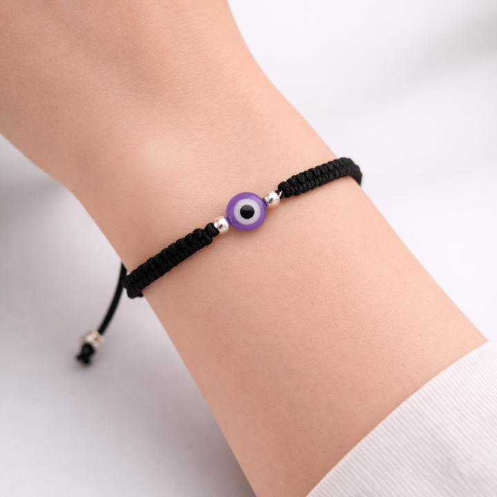 Purple Evil Eye Woven Cord Bracelet