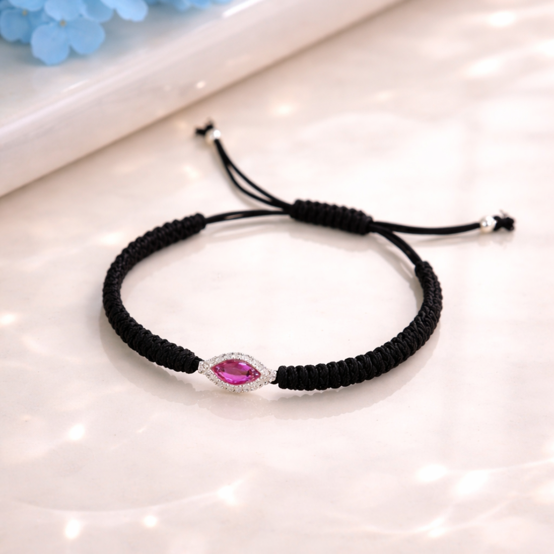 Ruby-Inspired Marquise Eye Adjustable Bracelet