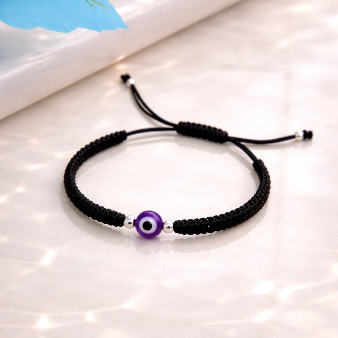 Purple Evil Eye Woven Cord Bracelet